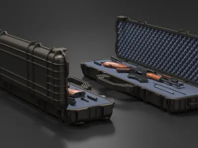  Disassembled AK 47 in Open Waterproof Hard Case 