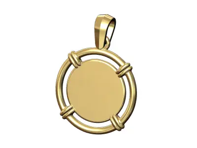 Linked wire beaded crown coin pendant with bail 3D print model