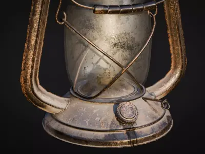 Rusty Oil Lamp - Game Ready 3D Asset Low-poly 3D model