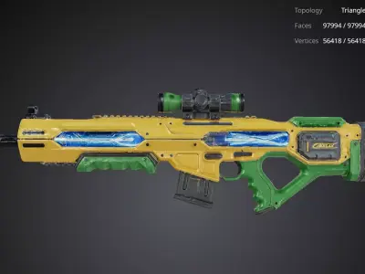 Futuristic Yellow Gun 3D model buy