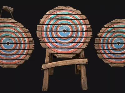 Medieval Wooden Target Weapon Armory Furniture  Low-poly 3D model