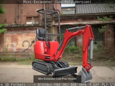 Mini-Excavator and Components  3D Model Pack