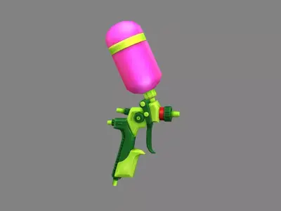 Cartoon toy water gun - green plastic pistol Low-poly 3D model