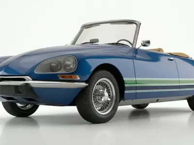 Classic Blue Convertible French Luxury Sedan 3D model