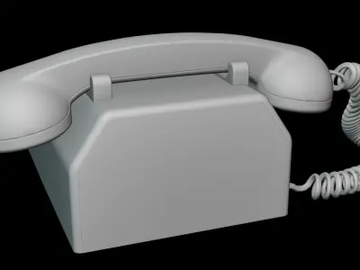 Old Landline phone Medium Poly Beige 4k textures 3D model