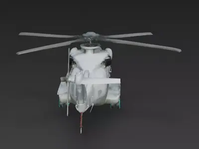 Sci-Fi Weathered Heavy Transport Helicopter 3D Model Low-poly 3D model