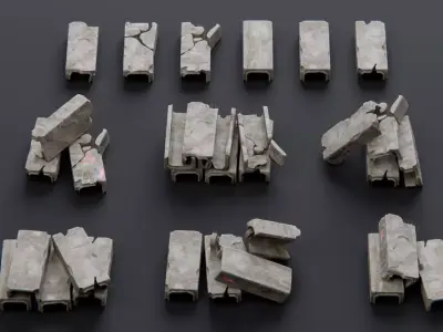 Weathered Concrete Precast Elements Low-poly 3D model