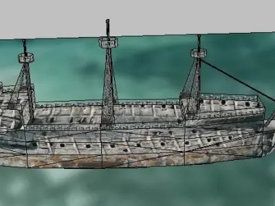 Ghost ship Low-poly 3D model