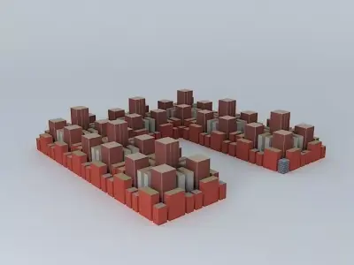 Cityscape 4 letter n made of bricks 3D model