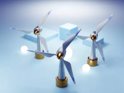 Premium Stylized Wind Turbine Set 3D model