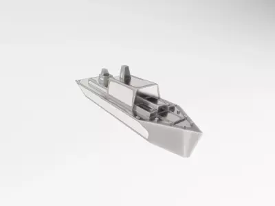 Cartoon Simple Warship v1 013 Low-poly 3D model