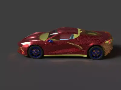 Red Autonomous Car Low-poly 3D model