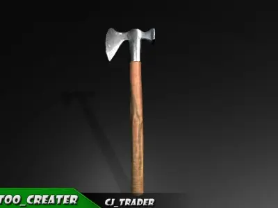 Medieval Axe Lowpoly 3d model Low-poly 3D model