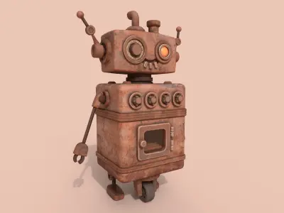 Stylized Robot Oven Low-poly 3D model