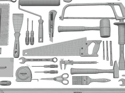 Hand tools collection 3D model purchase