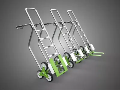 TRIPLE WHEEL ADJUSTABLE FORK TILT STAIR CLIMBING HAND TRUCK LIFT 3D model