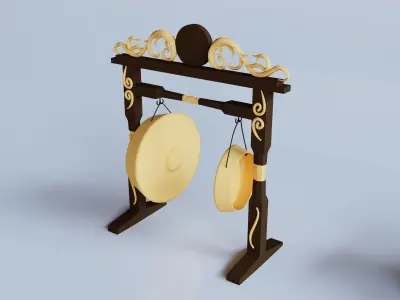 Gong or Goong traditional musical instrument 3D model