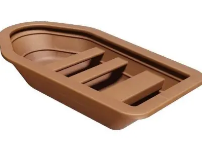 Classic Wooden Fishing Boat Low-poly 3D model