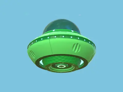 Cartoon UFO A4 - SciFi Flying Saucer - Green Low-poly 3D model