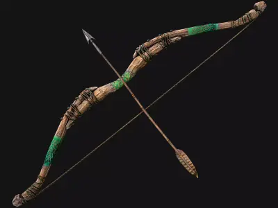 Medieval Wooden Bow Arms Archer Knight Armory Low-poly 3D model