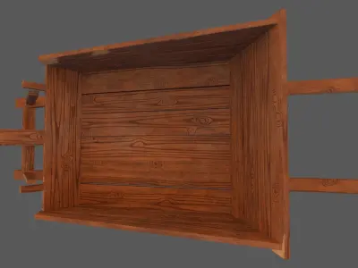 Wheelbarrow old wooden 3D model