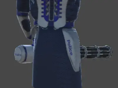 Futuristic Police Minigunner - Unity Game Ready Asset Low-poly 3D model