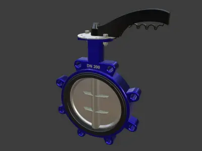 Butterfly valve P08-LM-L DN200 Free 3D model