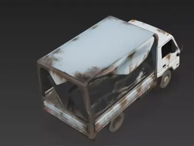 Abandoned Small Cargo Truck Wreck Low-poly 3D model