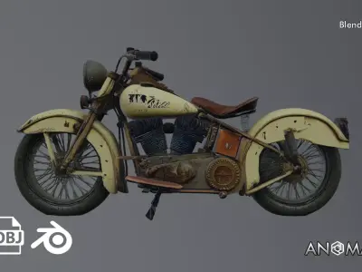 vintage abandoned motorbike 3D model