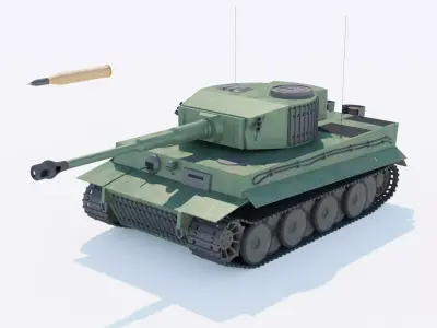 Tiger H1 Tank Low-poly 3D model