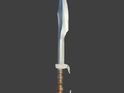Lowpoly pbr knife metal sword Free low-poly 3D model