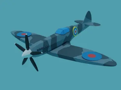 Spitfire Plane Game Assets Low Poly Low-poly 3D model