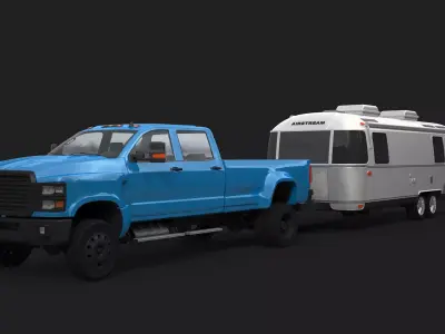 Airstream Trailer and Pickup 3D model