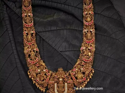 Temple Venkateswara Haram 3D Mesh Model  Antique Gold Necklace  3D print model