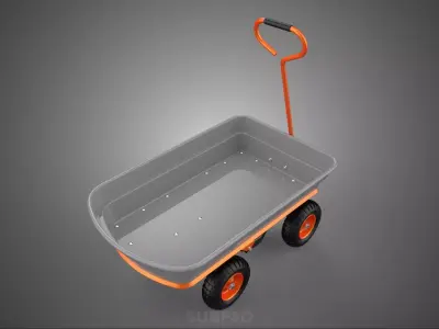 PLASTIC BED UTILITY CART WAGON TRAILER TROLLEY DOLLY DUMP GARDEN 3D model