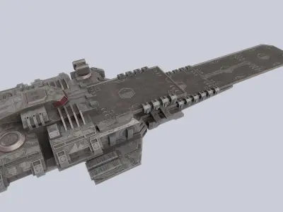 Spaceship Low-poly 3D model 11
