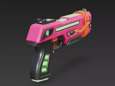 Cartoon Cyber Pink Black Pistol 3D Model PBR 3D model