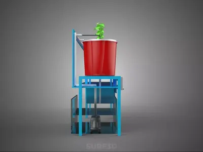 IOT CONTROLLED HYDROPONIC WATER NUTRIENT DELIVERY DUTCH BUCKET 3D model