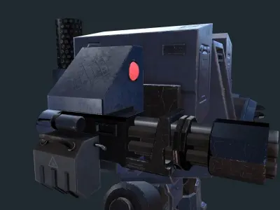 dreadnought robot with two guns Low-poly 3D model