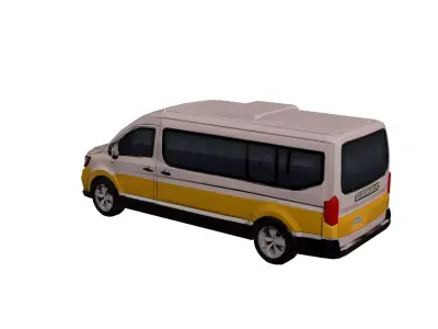 Low Poly Generic Minibus Vehicle Model PBR Texture Low-poly 3D model