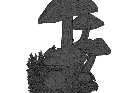 Fantasy Purple Mushroom Cluster 3D model