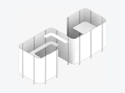 Office Pod - Workspace - Officetec - Back To Back Low-poly 3D model
