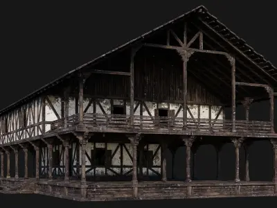 Old Medieval House Building 4K Textures GameReady 195 Low-poly 3D model