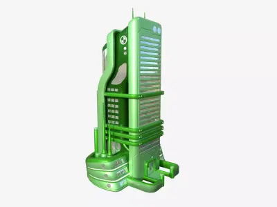 SciFi Building A06 Green - Sci Fi Exterior Design Free low-poly 3D model