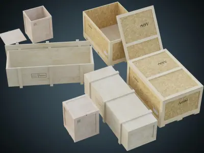 Wooden Crates 1A Low-poly 3D model
