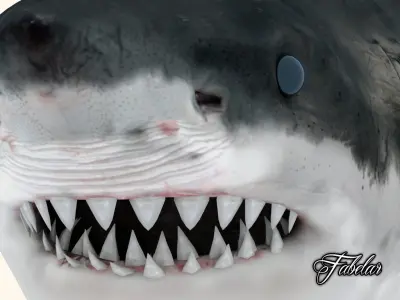 Great white shark 3D model 6