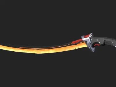 Game ready katana sword Low-poly 3D model