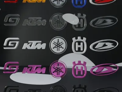 Motorcycle Logo KTM Husqvarna Yamaha GasGas and Beta Low-poly 3D model