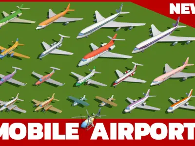 Mobile Airport Low-poly 3D model