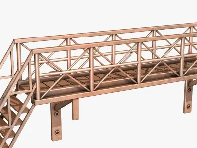 Industrial Metal Rusty Stairs 3D model